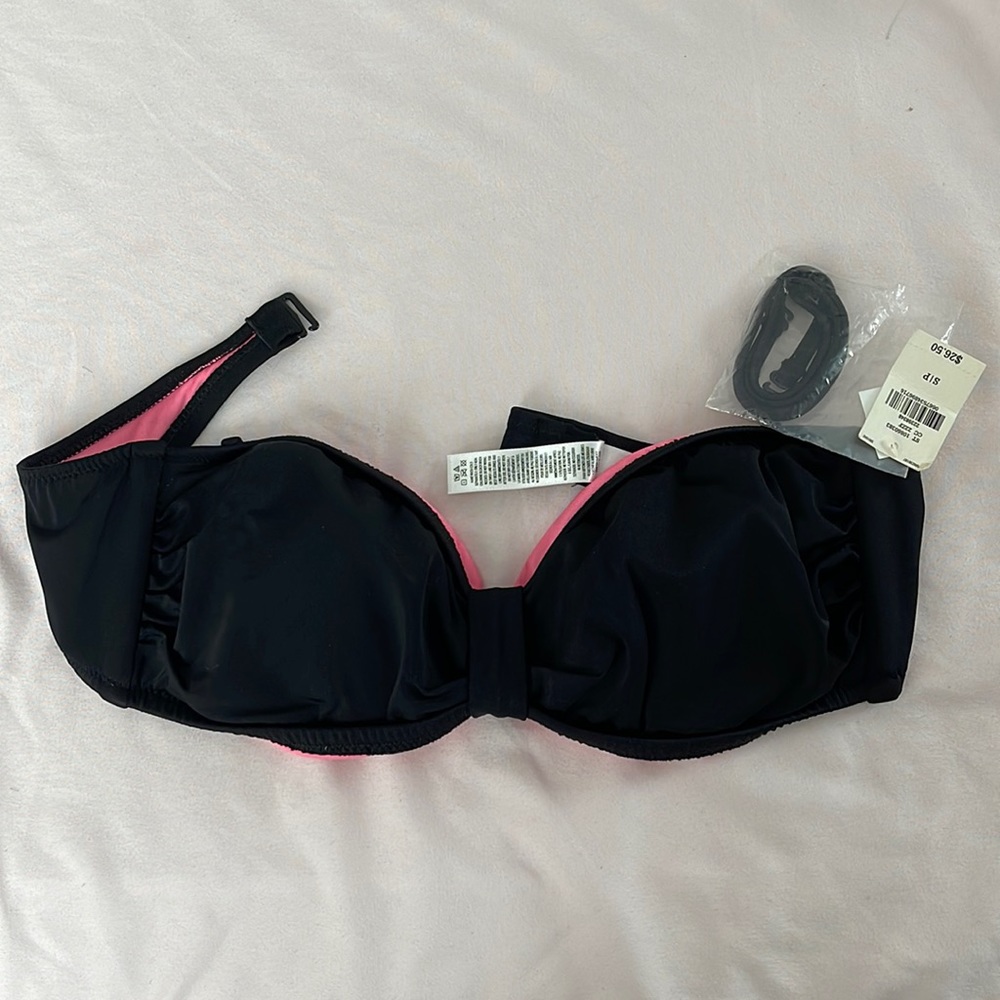 Brand New PINK Victoria’s Secret Swim Padded Top, Black, Size Small